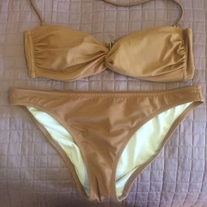 Victoria's Secret Tan/Brown Twist Strapless Bikini